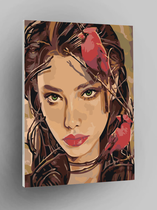 Raqamlar bo&amp;#039;yicha rasm &amp;quot;Qiz va qushlar&amp;quot;