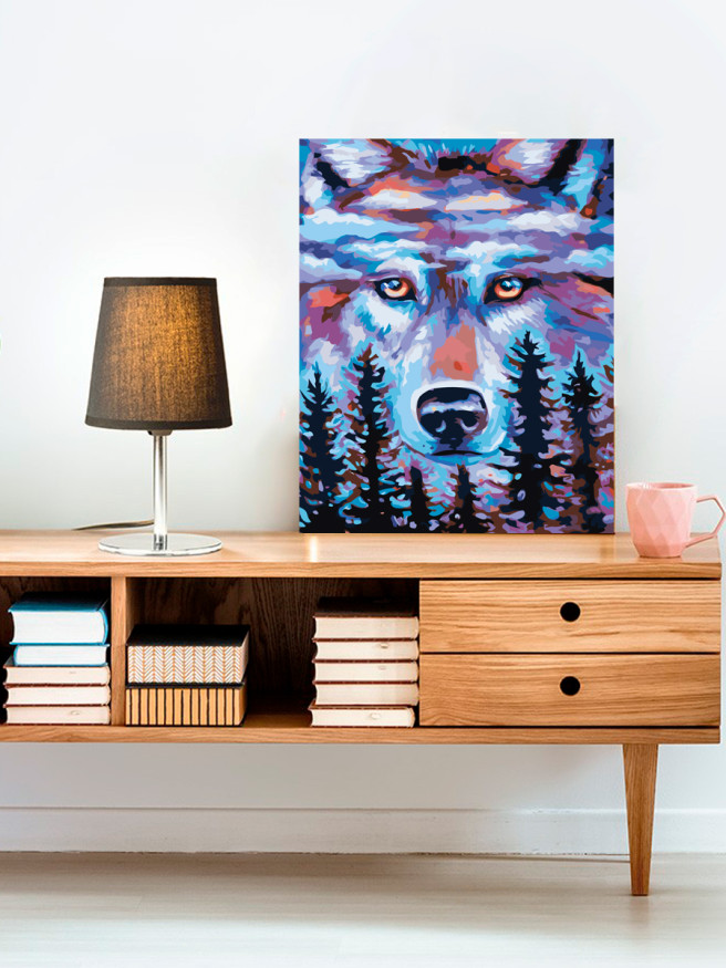 Картина по номерам &amp;quot;Волк в лесу&amp;quot;