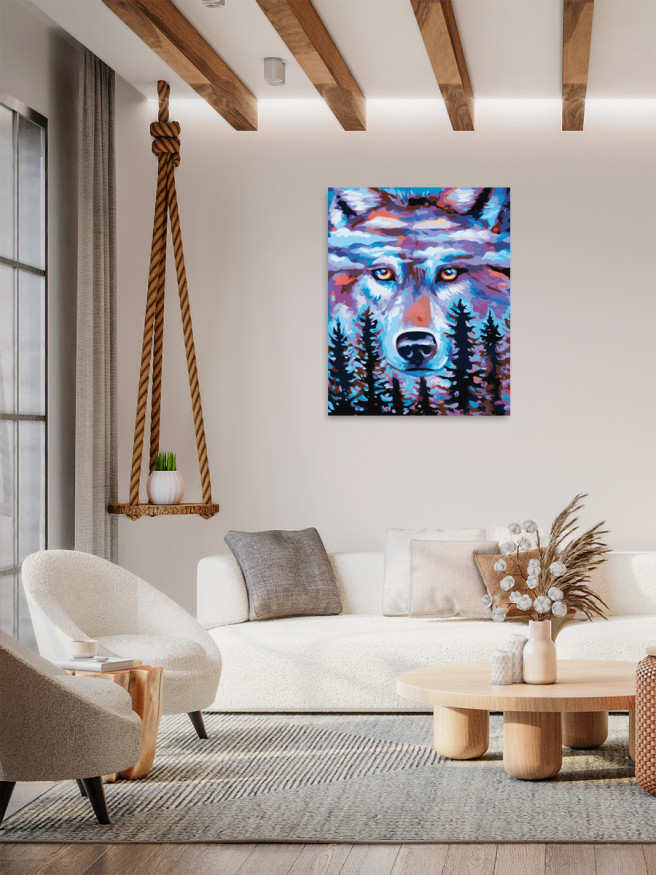 Картина по номерам &amp;quot;Волк в лесу&amp;quot;