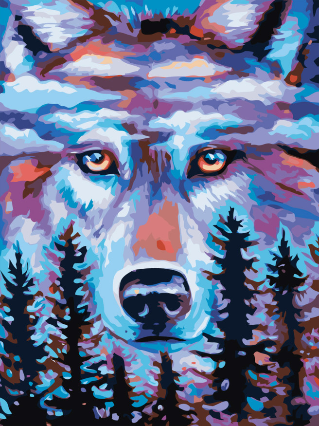 Картина по номерам &amp;quot;Волк в лесу&amp;quot;