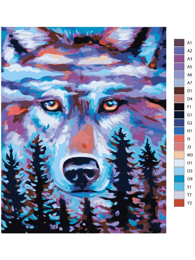 Картина по номерам &amp;quot;Волк в лесу&amp;quot;