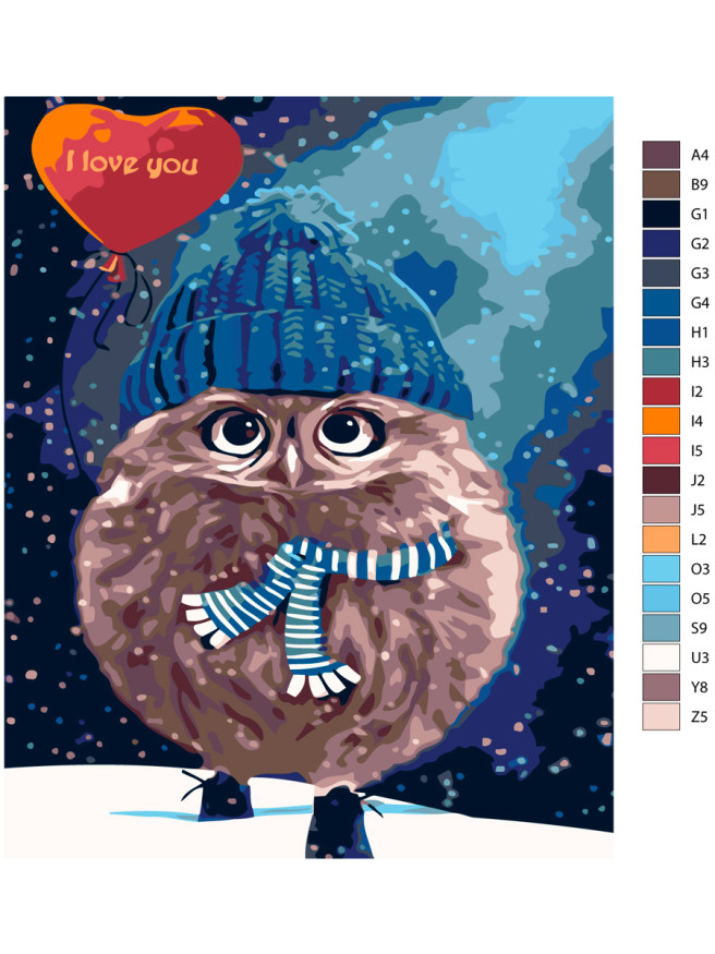Картина по номерам &amp;quot;Сова с валентинкой&amp;quot;