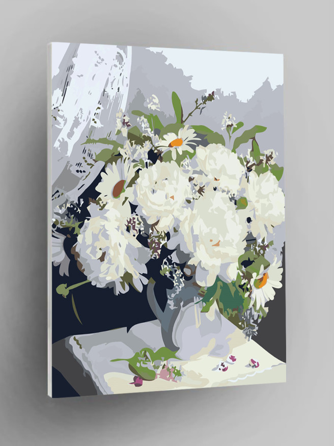 Raqamlar bo&amp;#039;yicha rasm &amp;quot;Vazoda oq gullar&amp;quot;