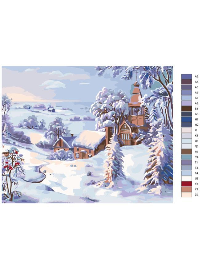 Raqamlar bo&amp;#039;yicha rasm &amp;quot;Qishloqdagi qish&amp;quot;