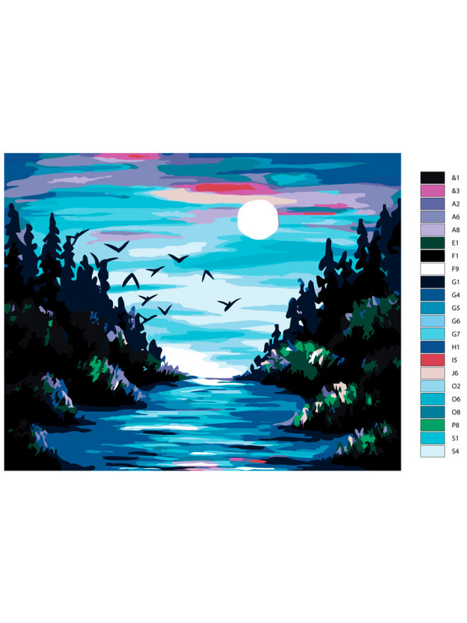 Raqamlar bo&amp;#039;yicha rasm &amp;quot;Daryo ustidagi oy&amp;quot;