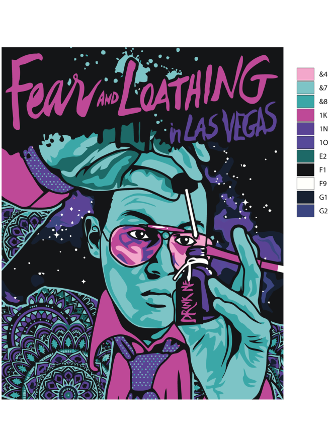 Fluorescent raqamlar bo&amp;#039;yicha rasm &amp;quot;Qo&amp;#039;rquv va nafrat Las-Vegasda&amp;quot;