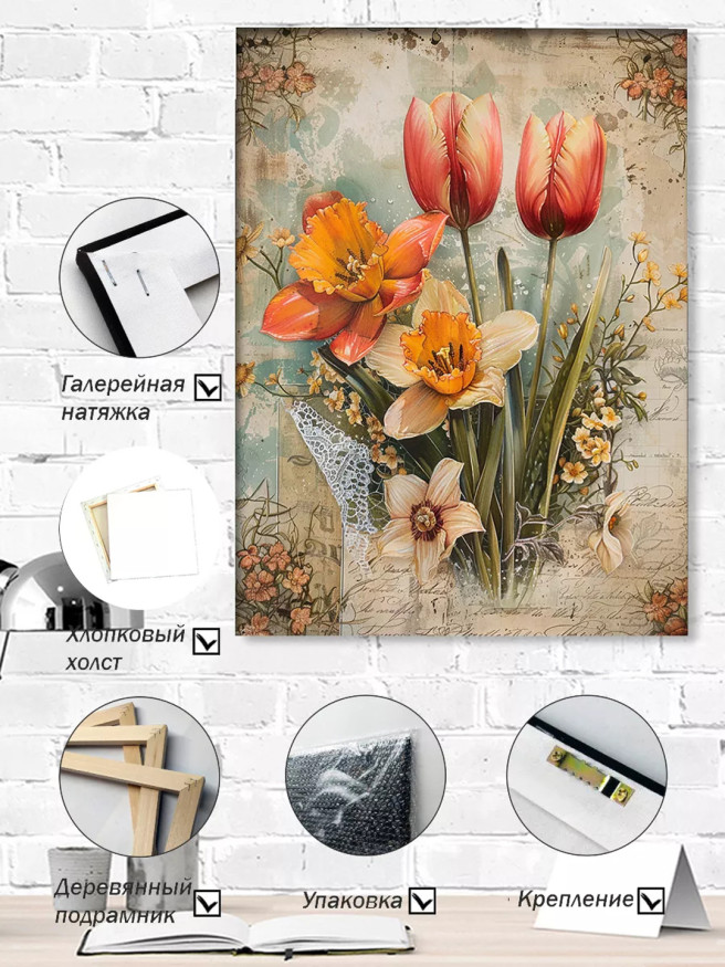 Постер на холсте &amp;quot;Тюльпаны и нарциссы&amp;quot;