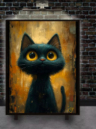 Постер на холсте &amp;quot;Большие глаза чёрного котёнка&amp;quot;