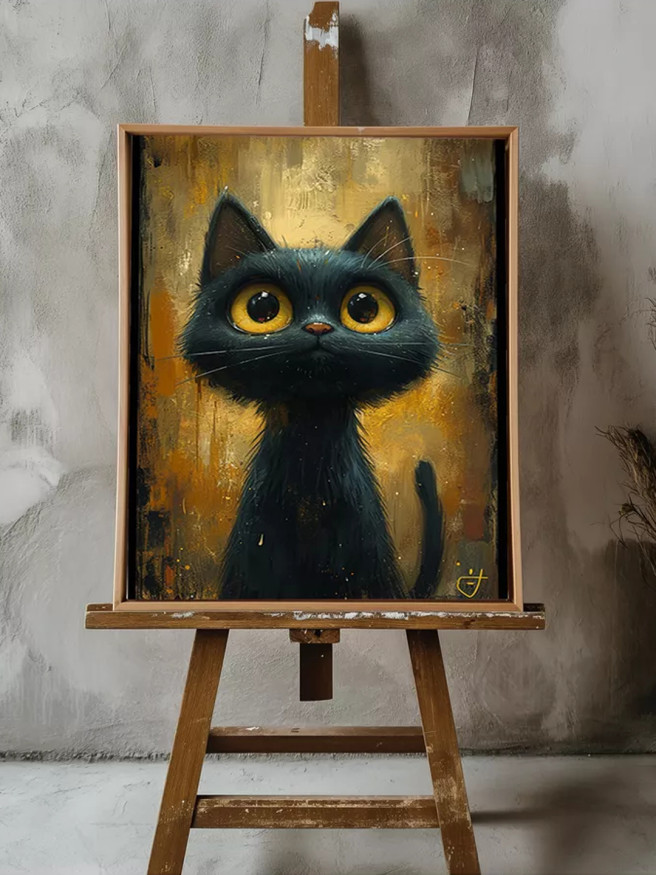 Holstga bosilgan poster &amp;quot;Qora mushukchaning katta ko‘zlari&amp;quot;