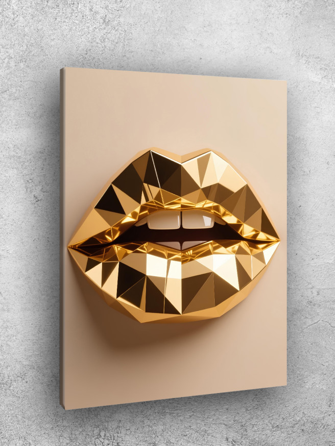 Постер на холсте &amp;quot;Золотые геометрические губы&amp;quot;