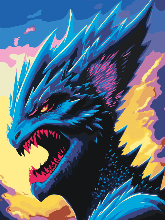 Fluorescent raqamlar bo&amp;#039;yicha rasm &amp;quot;Qo&amp;#039;rqinchli moviy ajdar&amp;quot;