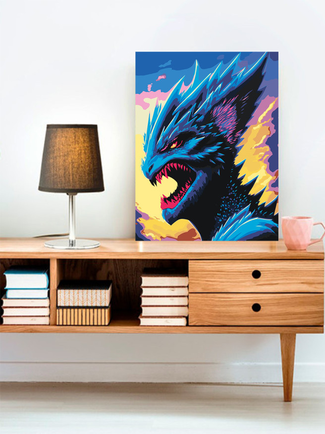 Fluorescent raqamlar bo&amp;#039;yicha rasm &amp;quot;Qo&amp;#039;rqinchli moviy ajdar&amp;quot;