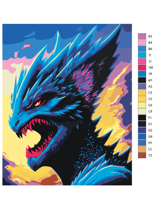 Fluorescent raqamlar bo&amp;#039;yicha rasm &amp;quot;Qo&amp;#039;rqinchli moviy ajdar&amp;quot;