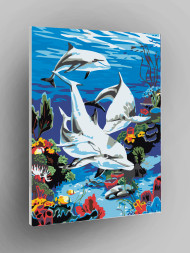 Raqamlar bo'yicha rasm "Delfinlar oilasi"