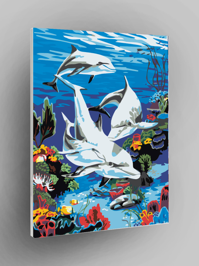 Картина по номерам &amp;quot;Семейство дельфинов&amp;quot;