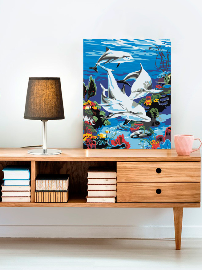 Картина по номерам &amp;quot;Семейство дельфинов&amp;quot;