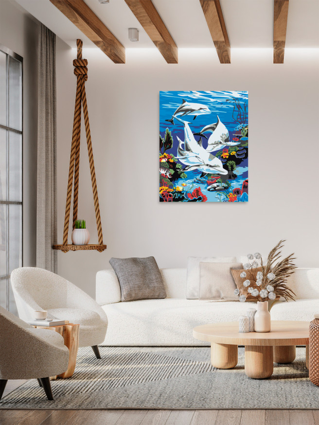 Картина по номерам &amp;quot;Семейство дельфинов&amp;quot;