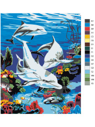 Raqamlar bo'yicha rasm "Delfinlar oilasi"