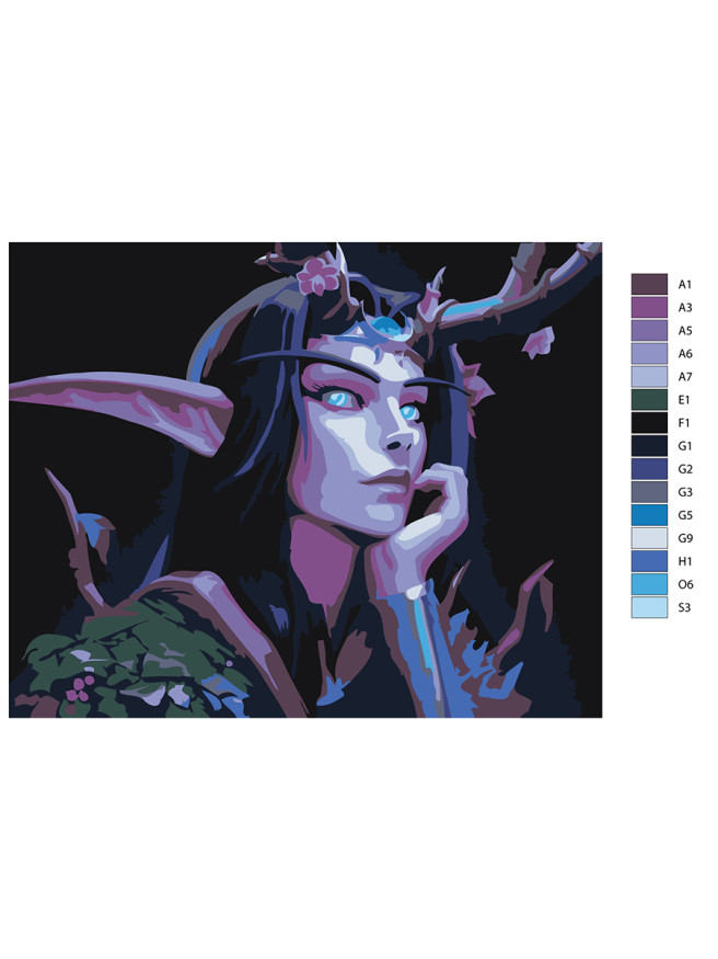 Картина по номерам &amp;quot;Тёмная эльфийка&amp;quot;