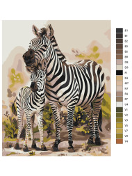 Raqamlar bo'yicha rasm "Ikki zebra"