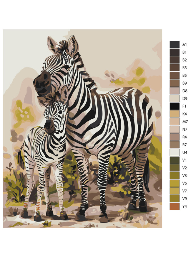 Raqamlar bo&amp;#039;yicha rasm &amp;quot;Ikki zebra&amp;quot;