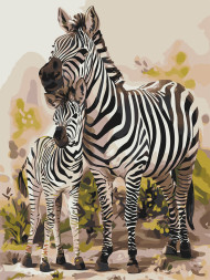 Raqamlar bo'yicha rasm "Ikki zebra"