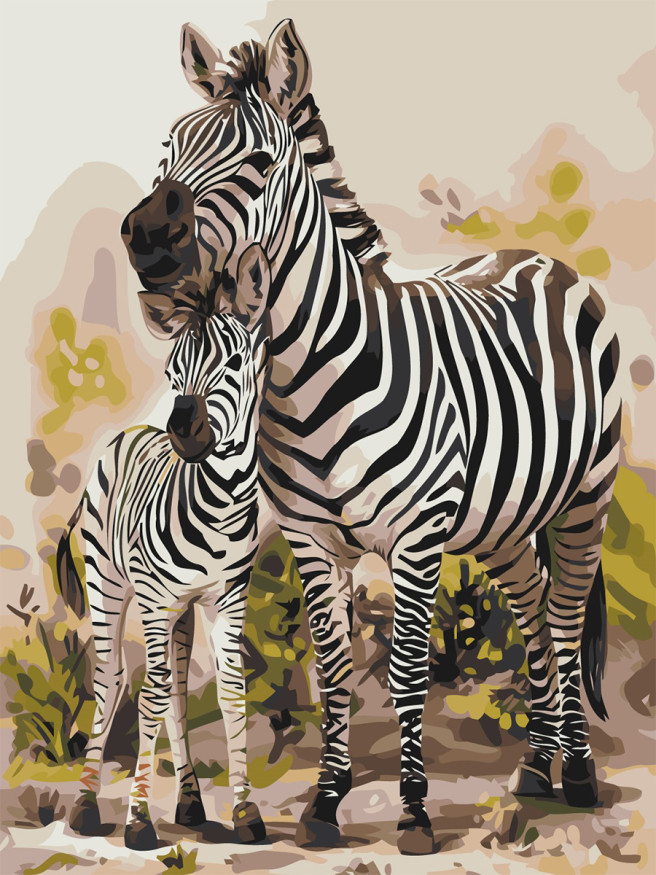 Raqamlar bo&amp;#039;yicha rasm &amp;quot;Ikki zebra&amp;quot;