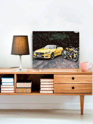 Raqamlar bo&#039;yicha rasm &quot;Mototsikl bilan mashina&quot;