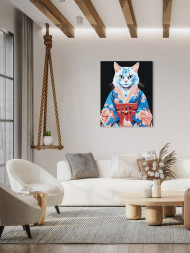 Картина по номерам &amp;quot;Красивый котик в кимоно&amp;quot;