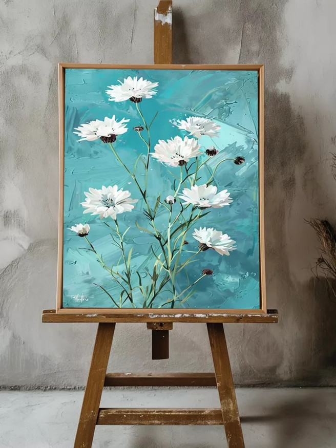 Постер на холсте &amp;quot;Белые васильки&amp;quot;