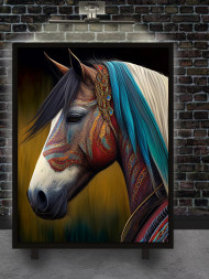 Holstga bosilgan poster &quot;Bezakli va naqshli ot&quot;