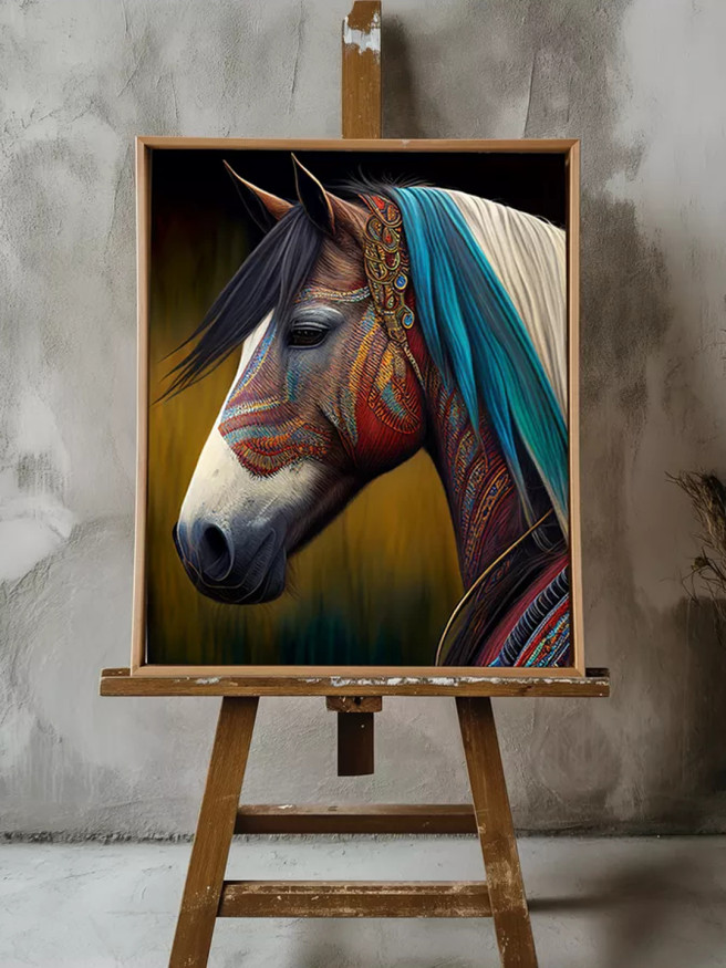 Holstga bosilgan poster &amp;quot;Bezakli va naqshli ot&amp;quot;