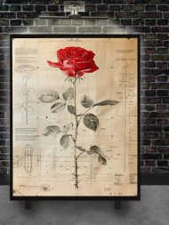 Holstga bosilgan poster &quot;Qizil atirgul chizmasi&quot;