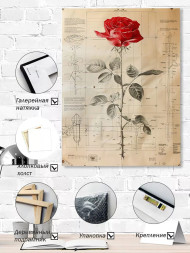 Holstga bosilgan poster &quot;Qizil atirgul chizmasi&quot;