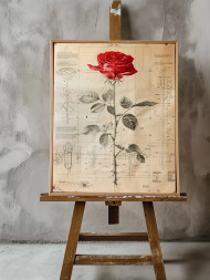 Holstga bosilgan poster &quot;Qizil atirgul chizmasi&quot;