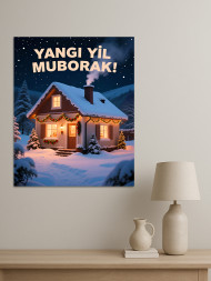 Постер на холсте "Зимний уютный дом"