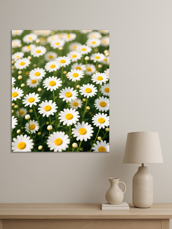 Holstga bosilgan poster &amp;quot;Oq chamanzor romashkalar&amp;quot;