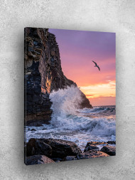 Постер на холсте &amp;quot;Прибой у скал на закате&amp;quot;
