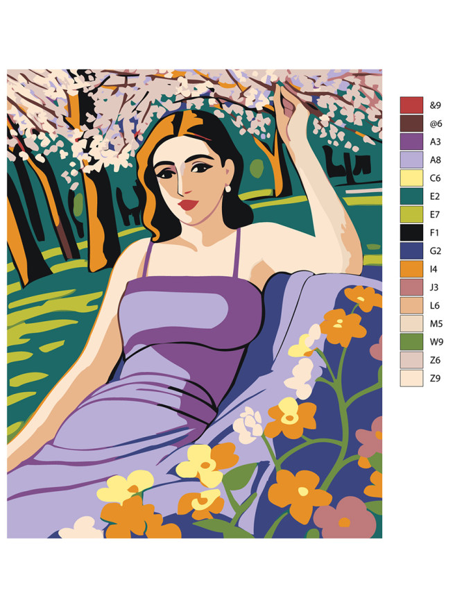 Raqamlar bo&amp;#039;yicha rasm &amp;quot;Gullar bilan qiz&amp;quot;