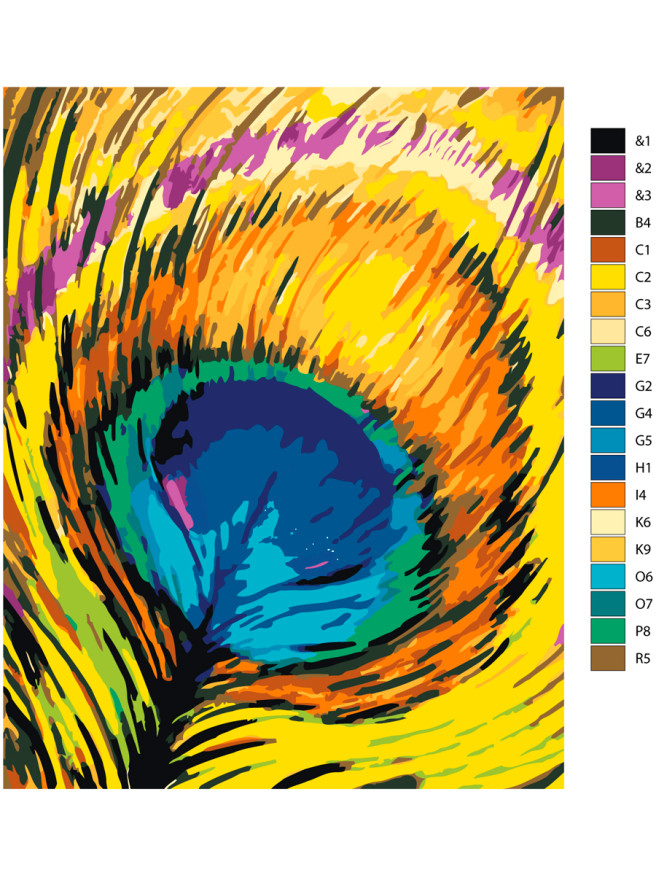 Raqamlar bo&amp;#039;yicha rasm &amp;quot;Tovus pati&amp;quot;
