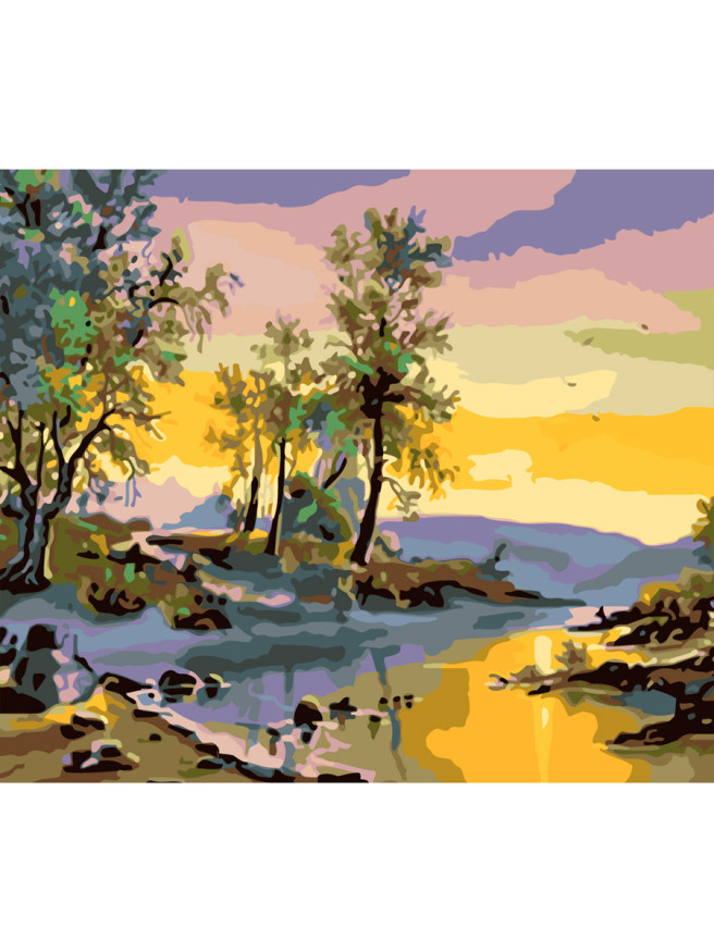 Картина по номерам &amp;quot;Закат у реки&amp;quot;