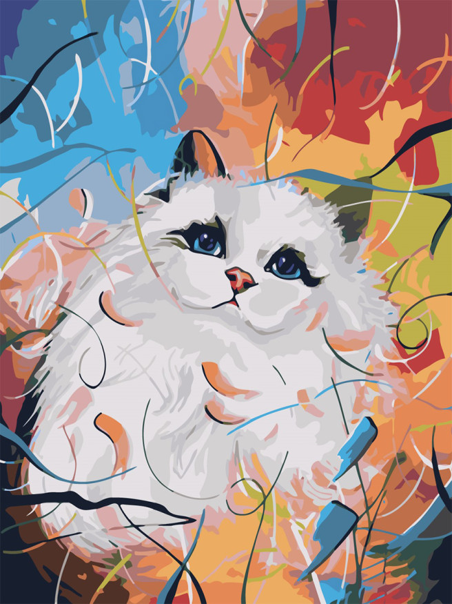 Raqamlar bo&amp;#039;yicha rasm &amp;quot;Oq mushuk&amp;quot;