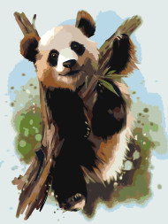 Raqamlar bo'yicha rasm "Panda shoxda"