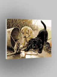 Raqamlar bo'yicha rasm "Ikki kuchukcha"