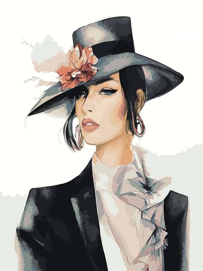 Картина по номерам &amp;quot;Девушка в шляпе&amp;quot;