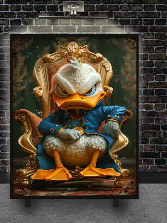 Holstga bosilgan poster &amp;quot;Taxtdagi o‘rdak qiroli&amp;quot;