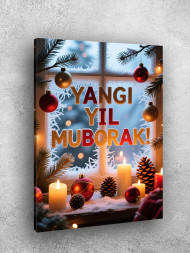 Постер на холсте "Зимнее окно с огнями"