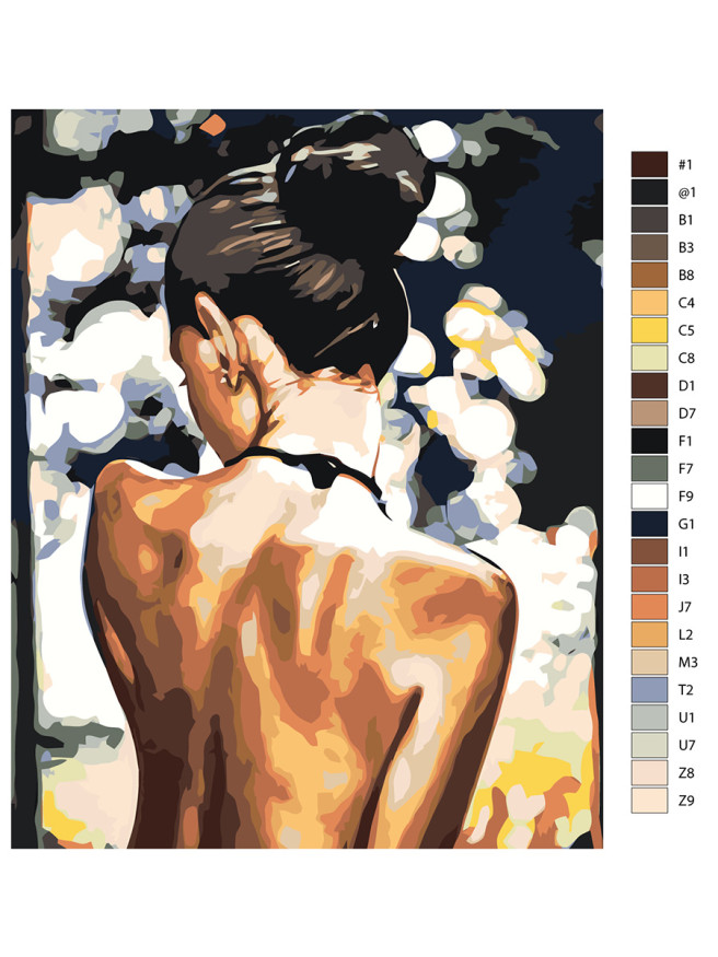 Raqamlar bo&amp;#039;yicha rasm &amp;quot;Go&amp;#039;zal orqa bilan qiz&amp;quot;