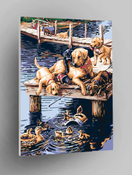 Raqamlar bo&#039;yicha rasm &quot;Baliq ovidagi itlar&quot;