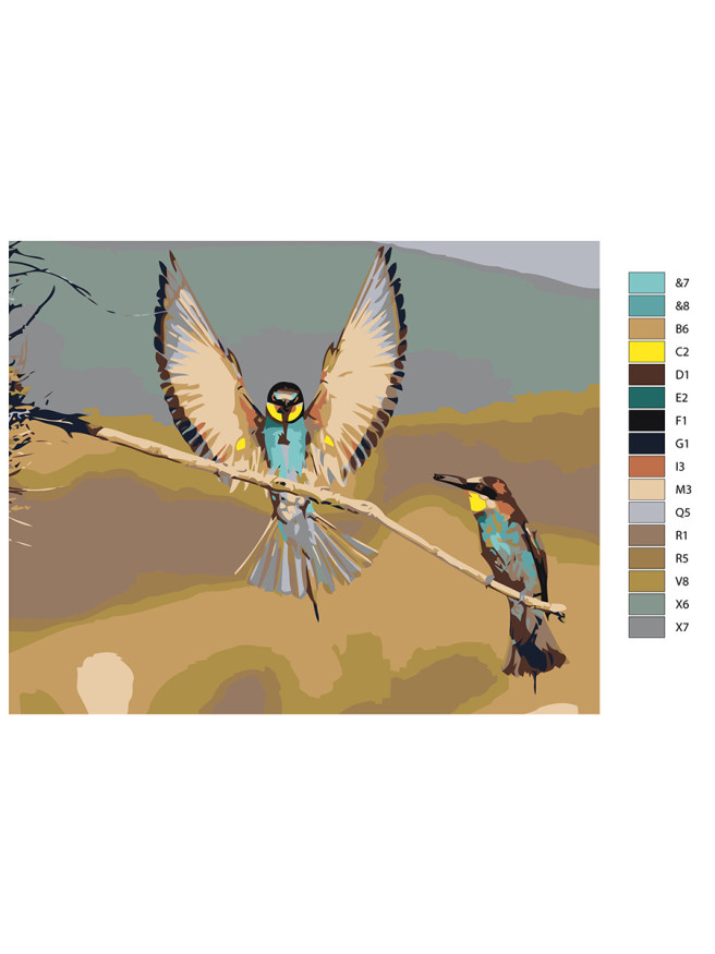 Raqamlar bo&amp;#039;yicha rasm &amp;quot;Bir novdada ikkita qush&amp;quot;